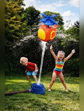 Kids Helicopter Sprinkler Toy Outdoor Water Spray 360° Rotating Yard Summer Fun